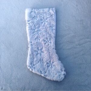 Faux Fur White Christmas Stocking Soft 18” Silver Sequins
